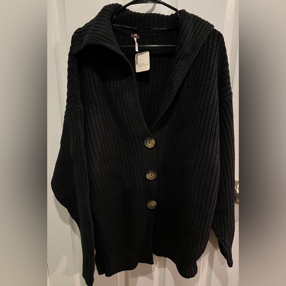 Free People Swim Too Deep Cardigan Black - Picture 14 of 15